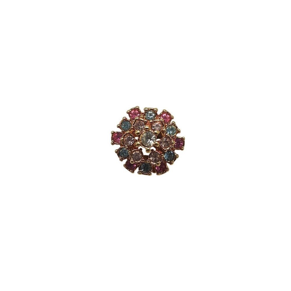Vintage 18kt Gold Electroplate Ring Multicolor Gemstones Floral Cluster Size 5.7
